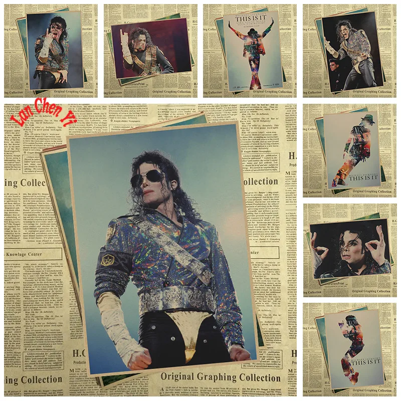 

Michael Jackson Classic Nostalgic Music Kraft Paper Poster Office Gift Room Dining Home Decor wall sticker Design