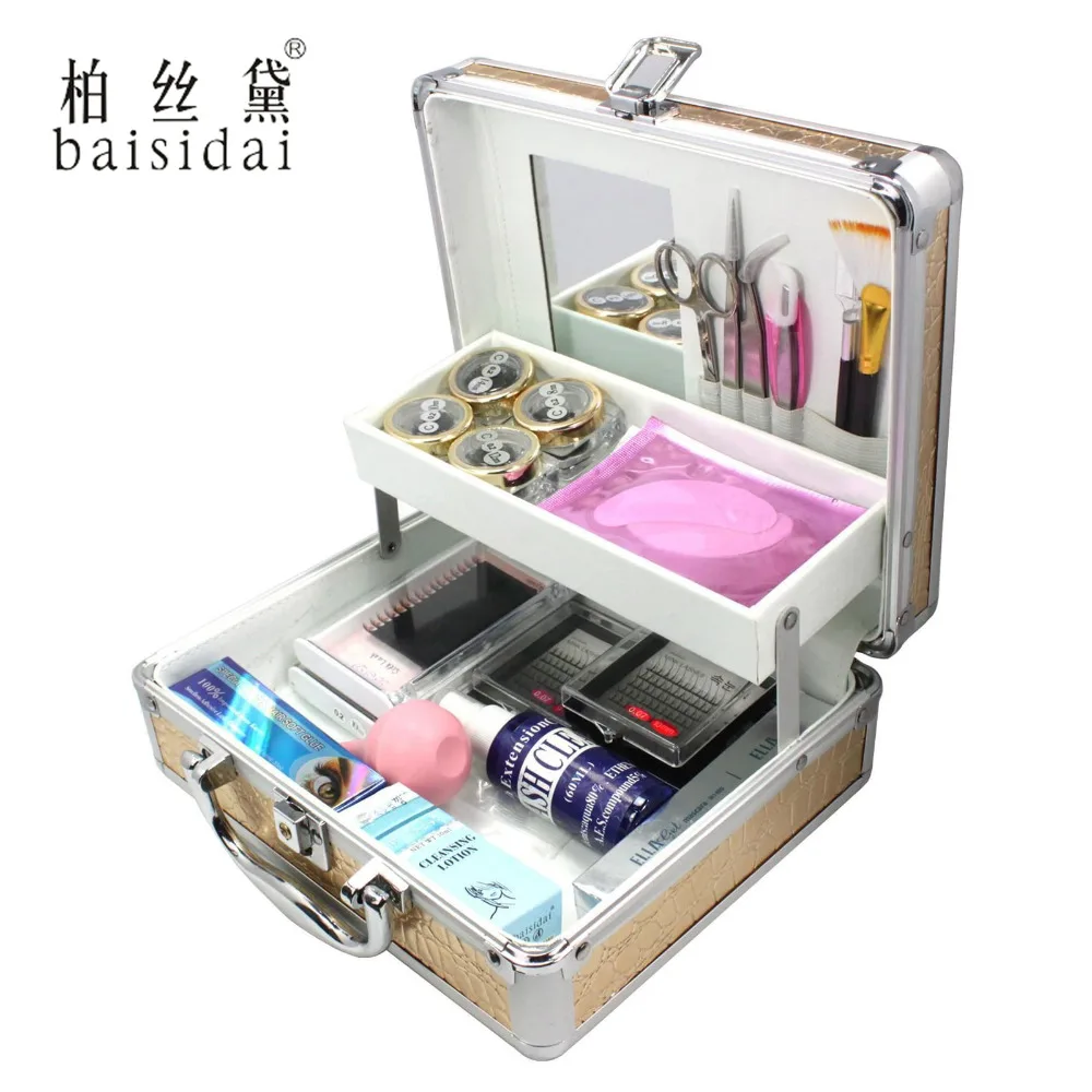 

baisidai 25 in 1 Pro False Eye Lashes Eyelash Extension Glue Removal Kit Tools Set Case