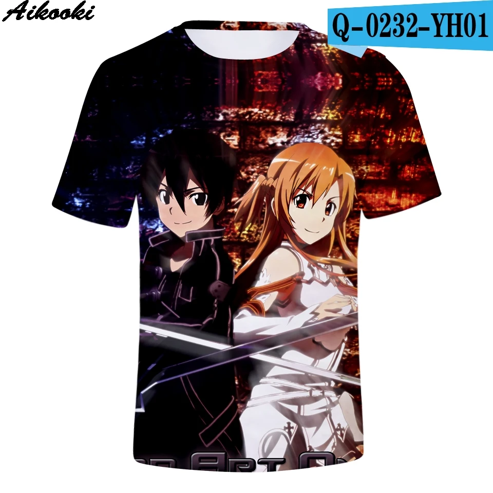 Aikooki Sword Art Online Футболка мужская Sword Art Online 3D аниме футболка Мужская/Женская летняя футболка с коротким рукавом Harajuku футболки XXS-4XL - Цвет: 3D