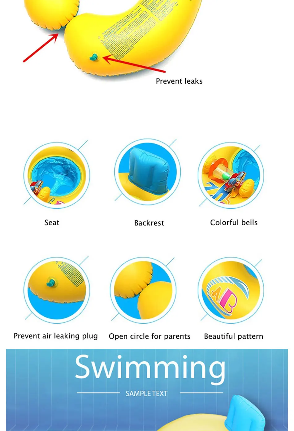 Swimming Accessories Swimming Pool Accessory Baby float Mother Child Inflatable Ring Baby Float Double Child Inflatable Wheels