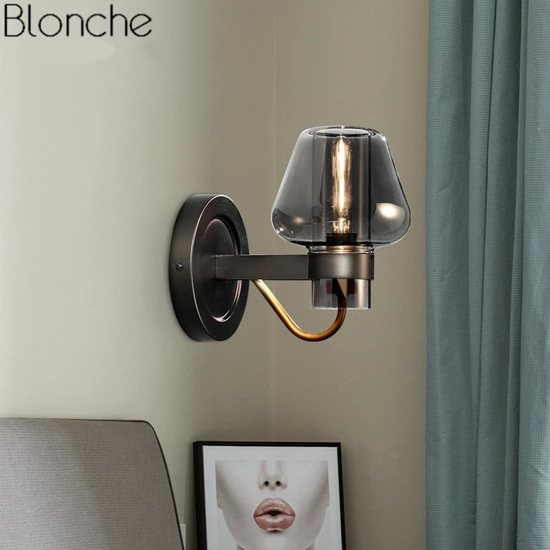 Nordic glass wall lights <b>led</b> sconce loft industrial mirror wall lamp for ...