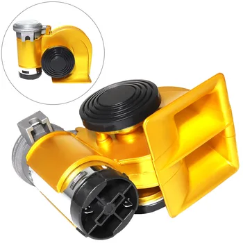 

12V 139dB Car Dual Air Horn Auto Snail Trumpet Car lacquer Gold Fit for Car / Vehicle / Motorcycle / Yacht / Boat / SUV