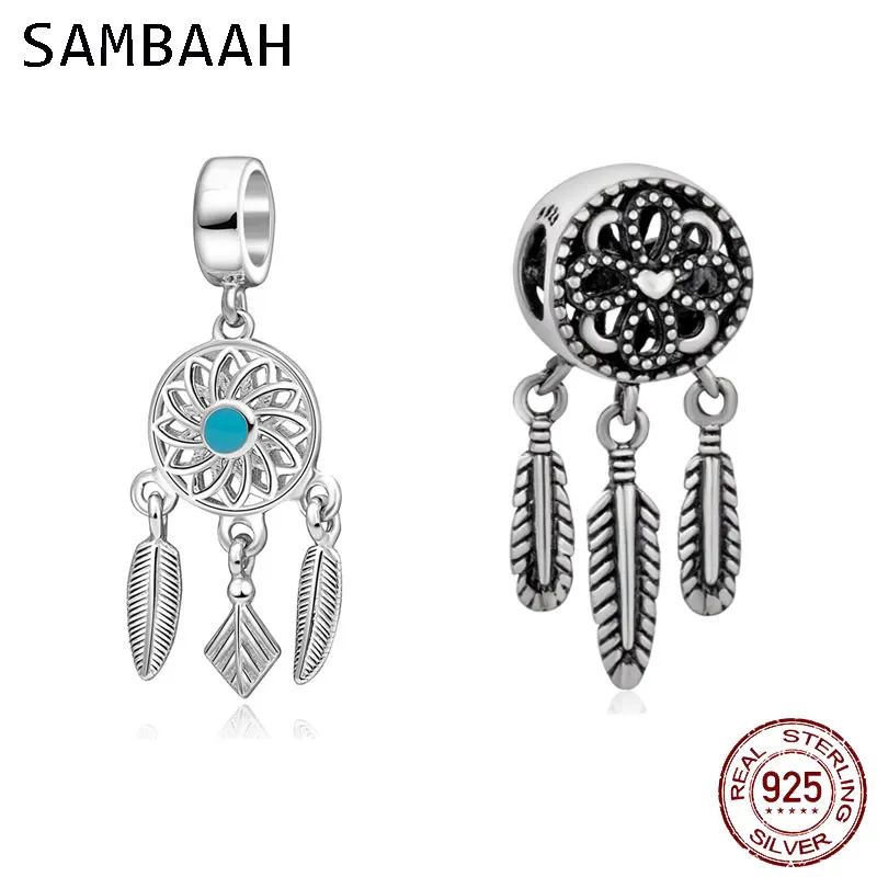 

Sambaah Spiritual Dreamcatcher Droppe Charm Pendant 925 Sterling Silver Dream Catcher Beads for Original Pandora Style Bracelet