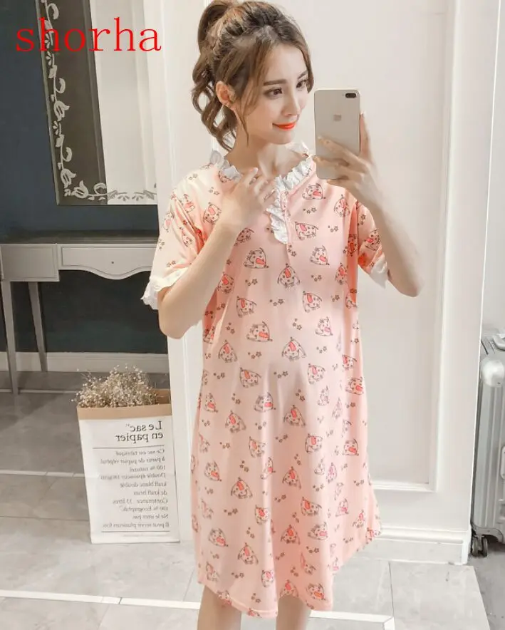 BreastFeeding Summer Dress Nightdress For Pregnant Women Go Out Lace Nursing Sleepwear Maternity Pajamas Clothes Nightgown