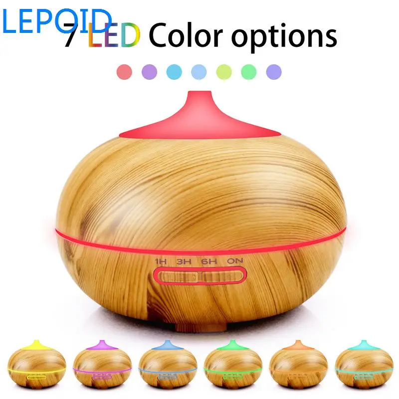 

LEPOID 300ml Aroma Air Humidifier wood grain with LED lights Essential Oil Diffuser Aromatherapy Electric Mist Maker for Home