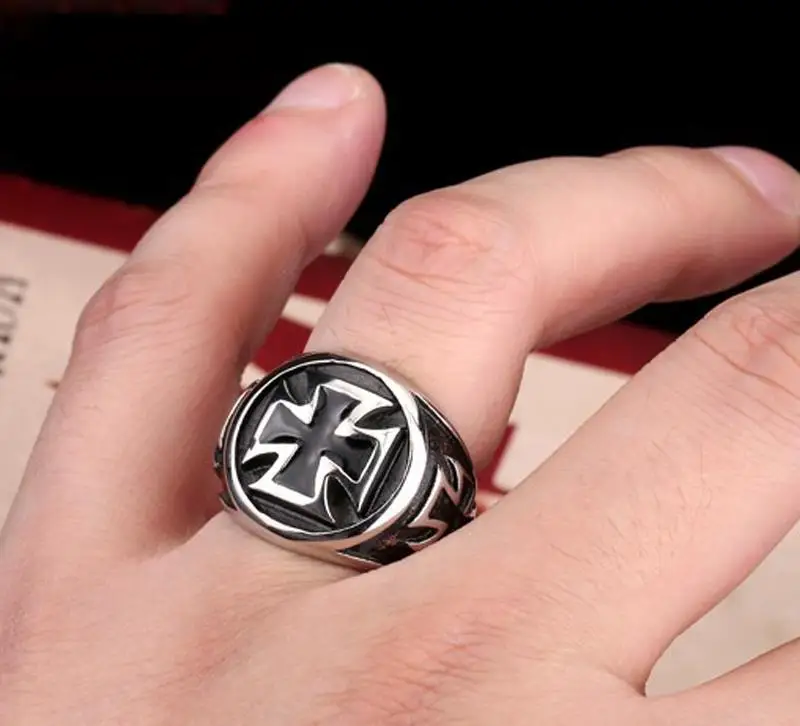 NFS Men's Rocker Rock Biker Cross Ring Knights Templars Ring Men Stainless Steel Unique Jewelry Exquisite Men Biker Ring