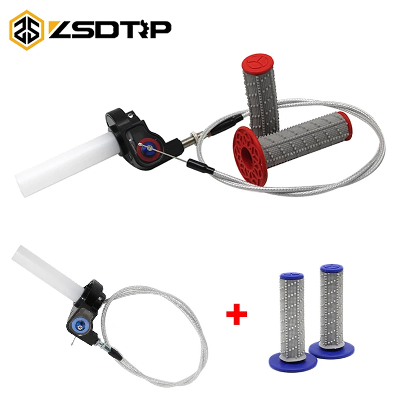 

ZSDTRP 22mm Motorcycle Parts Visual Throttle Grip + Throttle Cable + Hand Grips For Most 22mm Handlebar