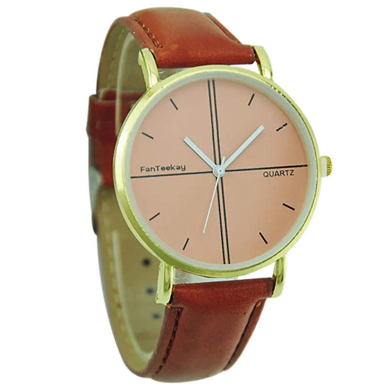 Fashion women watches bracelet watch ladies Simple Scale Simulation Leather band Thin Men And Women Quartz watch clock 3M30#N (3)