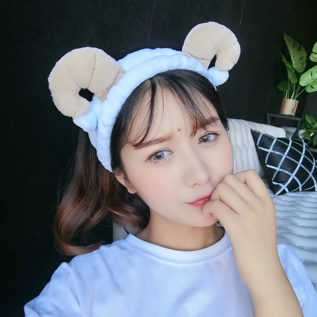 

2019 Feitong cute headband Women fashion Elastic Hairband Band Sheep Horn Cute Head Lovely Hair Band hot sale hair accessories