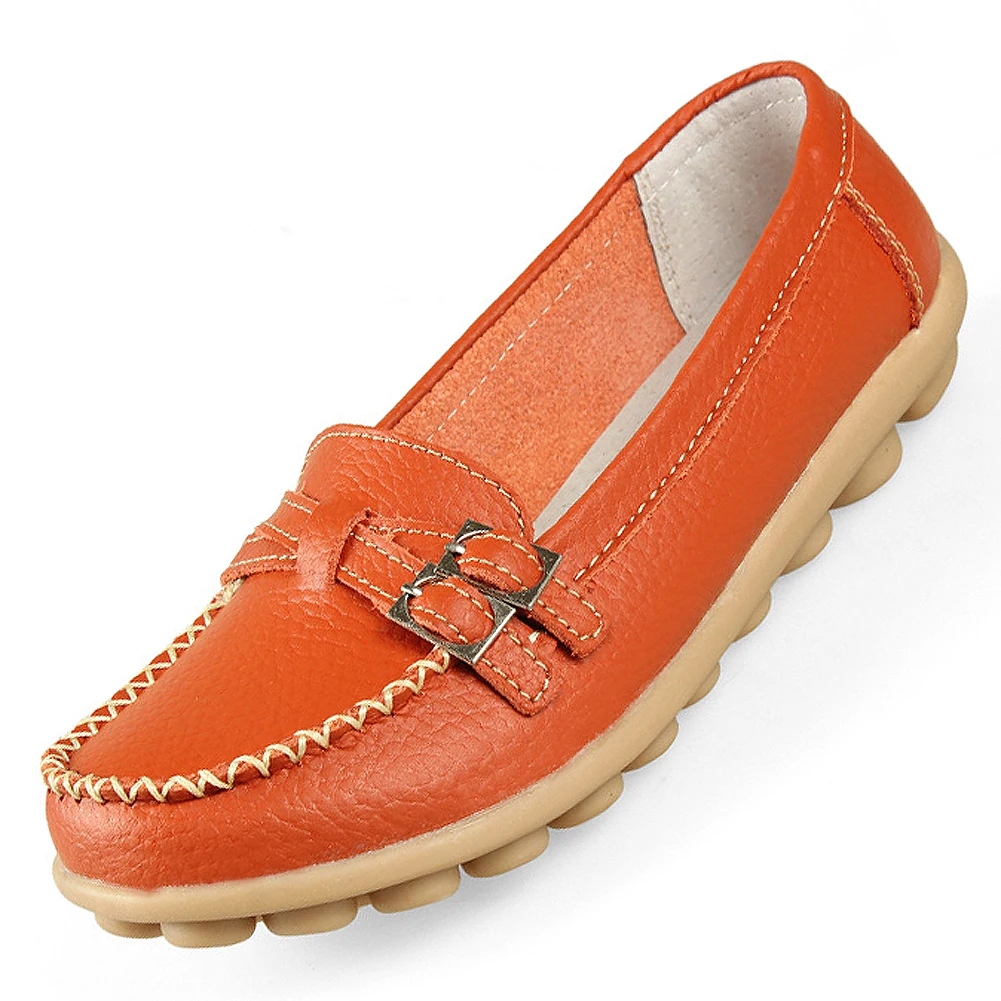 orange leather flats