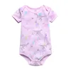 Body pour nouveau-né fille, vêtements d'été à manches courtes, vêtements pour nourrissons, imprimé de dessin animé rose ► Photo 3/6