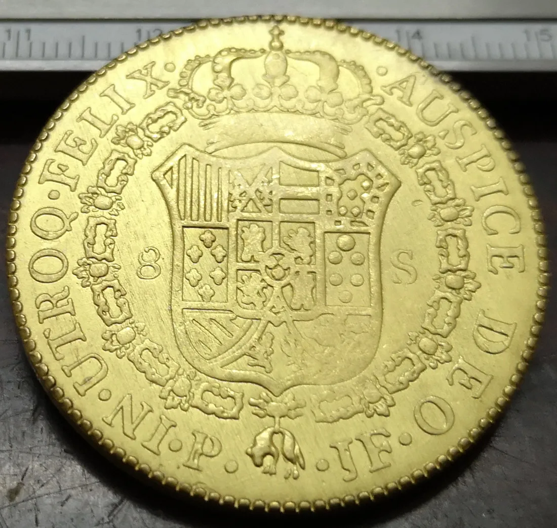 1792 Колумбия 8 Escudos Позолоченные копия монет