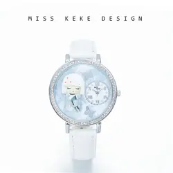 Мисс Кеке оригинальный Дизайн Снежная королева 3D глины часы девушка женщина дамы Для женщин кварцевые кожа Wristwatche 637