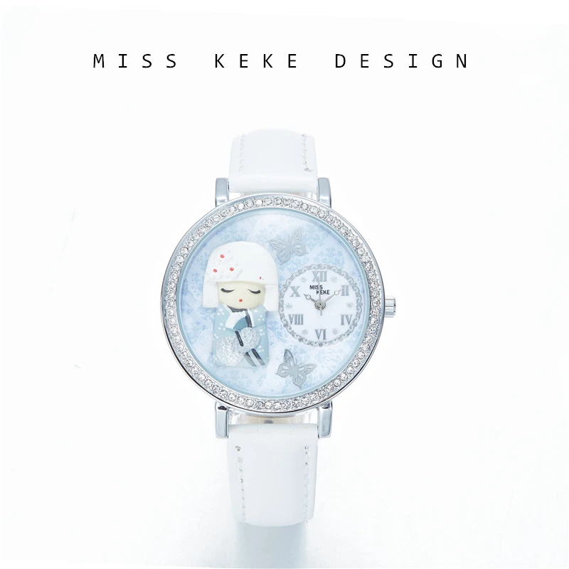 Miss Keke Original Design Snow Queen 3D Clay Watch Female girl Ladies Women quartz leather Wristwatche 637 Miss Keke Original Design Snow Queen 3D Clay Watch Female girl Ladies Women quartz leather Wristwatche 637