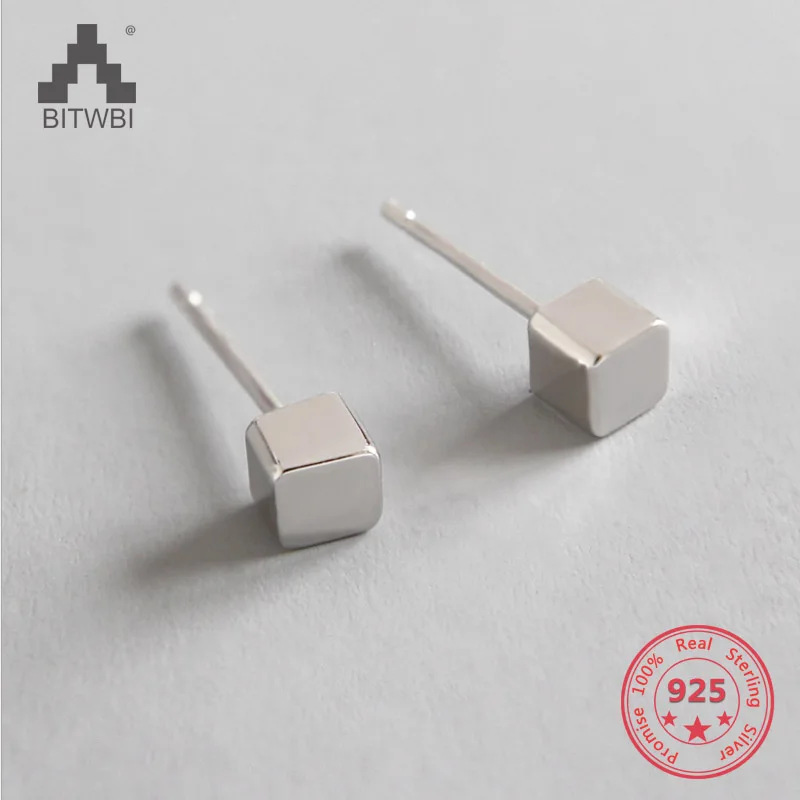 

Hot Sale Square Earrings For Women 925 Sterling Silver Geometric Cube Earring Jewelry Wholesale