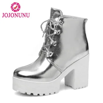 

FITWEE Size 33-44 Women High Heels Boots Cross Trap Winter Platform Shoes Women Fashion Ankle Boots Sexy Party Daliy Footwear