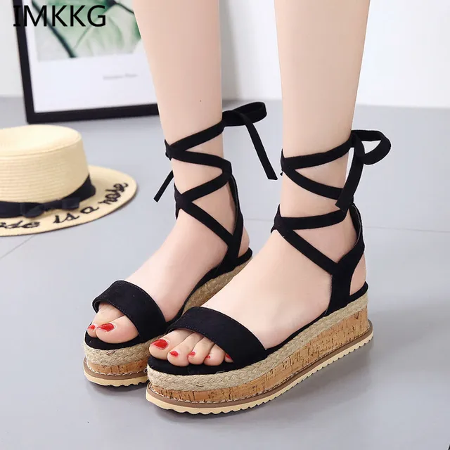 open toe lace up wedges