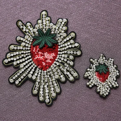 

sequins strawberrydesign rhinestone beaded patches , sew on patches for clothing parches parche termoadhesivos para ropa