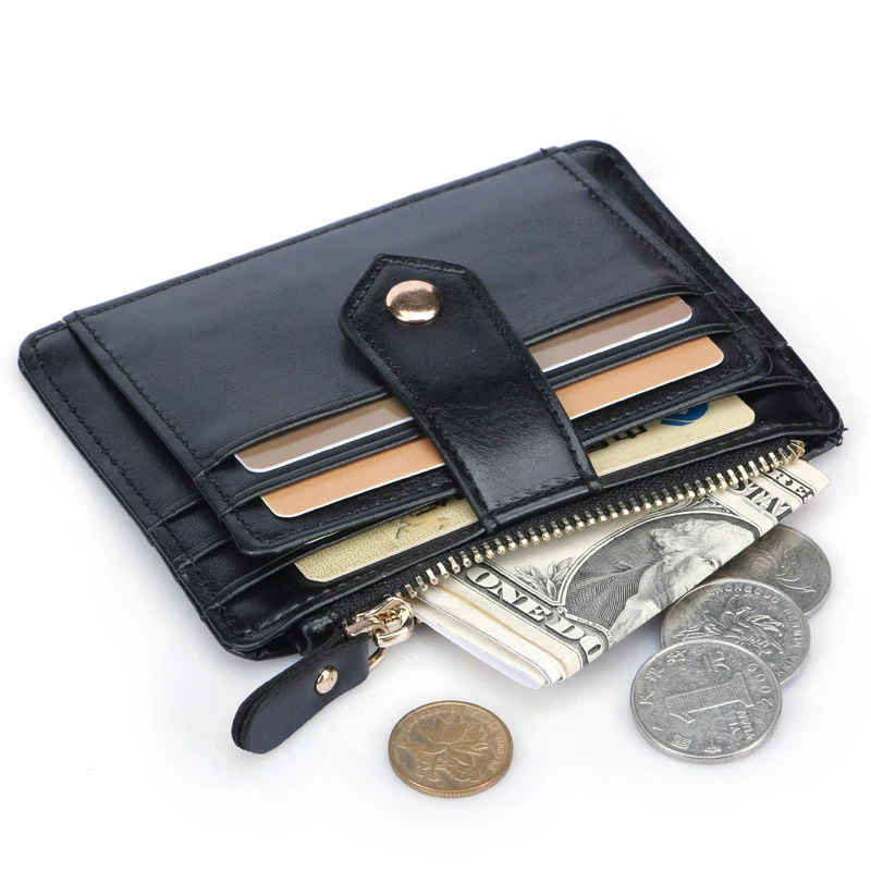 Брендовый держатель для карт, мужские кошельки на застежке и молнии, карман для монет, мужской кошелек для кредитных карт, черный маленький кошелек, высокое качество