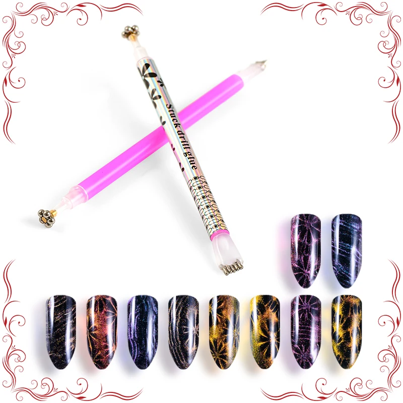 

FOUR LILY 1pcs Flower Nail Art Magnet Pen for DIY Magic 3D Magnetic Cats Eyes UV Gel Polish Brush Acrylic Tool