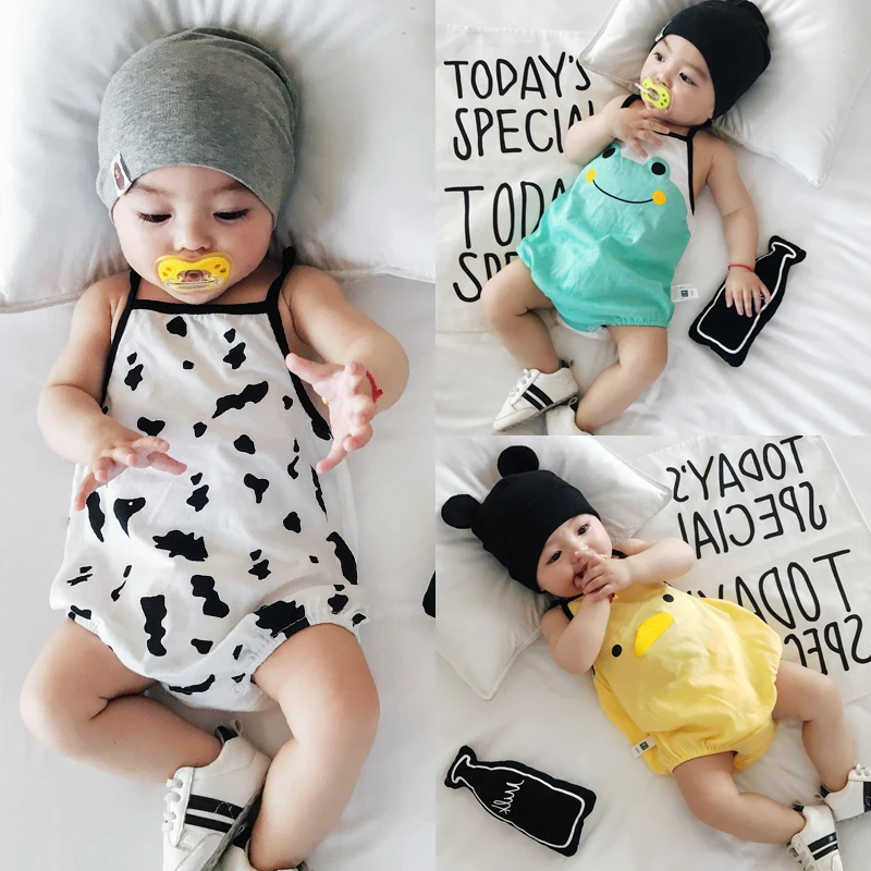 

Lemonmiyu Summer Animal Baby Bodysuits Sleeveless Cartoon Toddler Cotton Jumpsuit Newborn Unisex Bodysuit Infants Soft One-Piece
