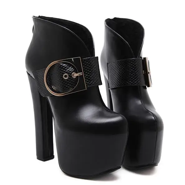 Ботинки на платформе; коллекция года; Модные ботильоны на толстом каблуке; женская обувь на высоком каблуке; сезон осень-зима; короткие ботинки; обувь на платформе; YMA61 - Цвет: Черный