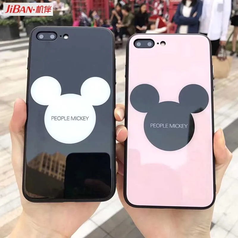 Jiban с Микки Маусом телефон Чехол для IPhone X закаленное Стекло Глянцевая Твердый
