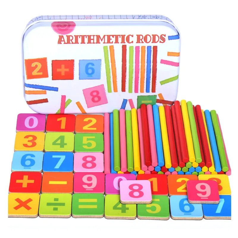 

Baby Toys Wooden Counting Sticks early Education Montessori Wooden for Child Math toys with Iron box (free to Russia)