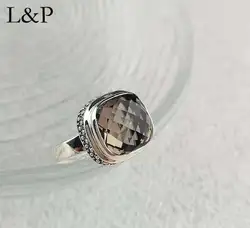 Новая мода дымчатый кварц женское кольцо 100% Серебро 925 пробы Регулируемые кольца изысканное украшение на свадьбу обручение подарок