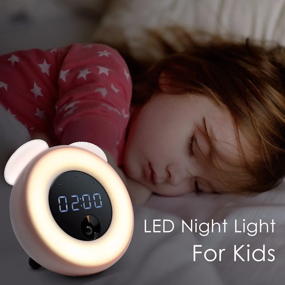 Alarm Clock LED Night Light for Kids Bedroom bedside Lamp ...