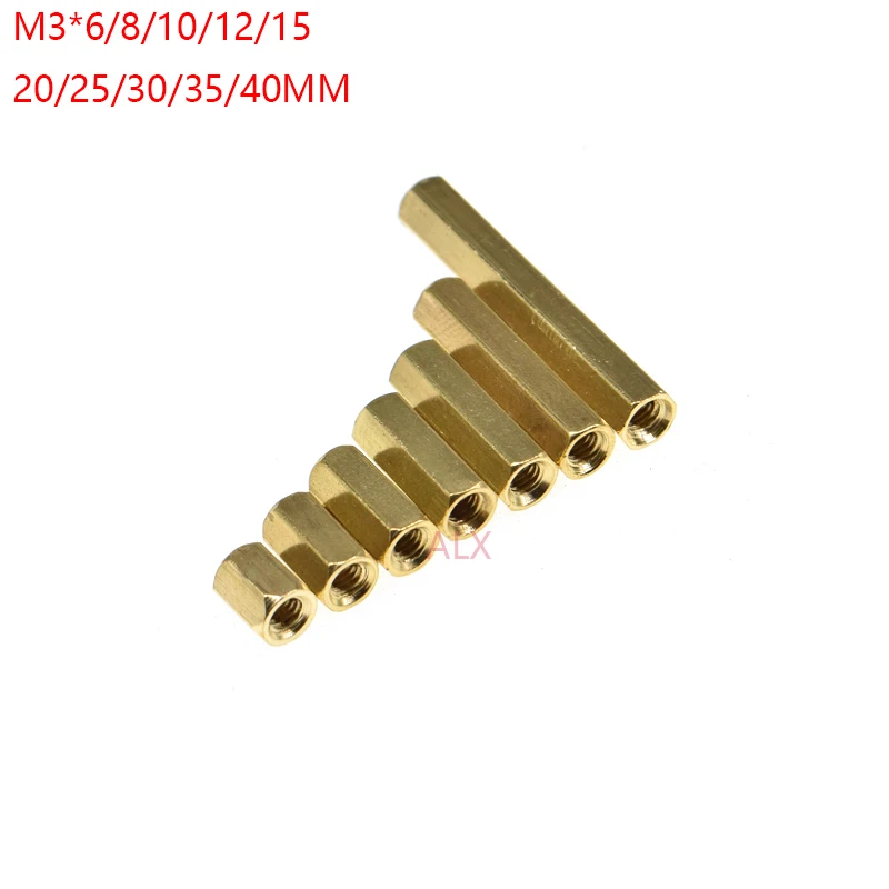 

20PCS M3 Hex head Hollow Threaded Copper Pillar double pass Hexagonal brass pillar Height 6/8/10/12/15/20/25/30/40MM 6MM 10MM