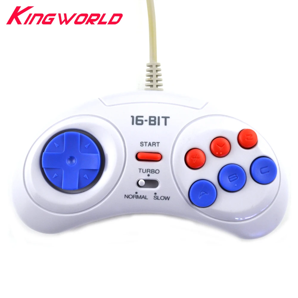 2pcs 16 bit Classic Wired Game Controller for SEGA Genesis 6 Button Gamepad for SEGA Mega Drive Mode Fast Slow white 2pcs 16 bit Classic Wired Game Controller for SEGA Genesis 6 Button Gamepad for SEGA Mega Drive Mode Fast Slow white