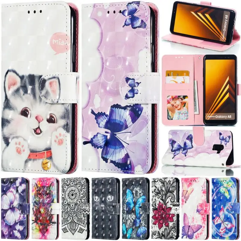 

Case For Capa Samsung Galaxy S10 Lite S9 j4 j6 A5 A6 A6S A8 Plus A9 Star 2018 j2 Core Butterfly Stand Flip Wallet Cover Bag P02Z