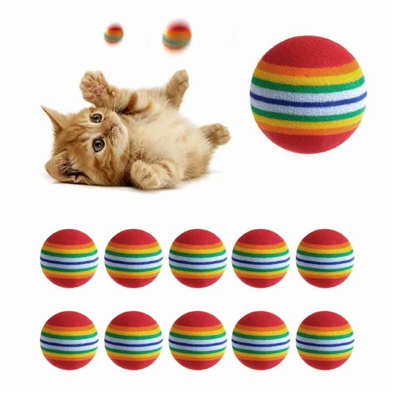 10 шт. красочные игрушки для кошек мяч интерактивные игрушки для кошек играть Жевательная погремушка царапина шар из натурального пенопласта принадлежности для тренировки животных