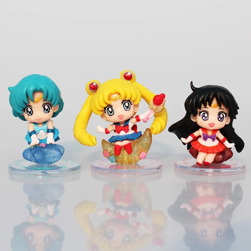 6Pcs/Set Anime Cartoon Sailor Moon Tsukino Usagi Tuxedo Mask Sailor Venus Mercury Mars Jupiter PVC Action Figure Model Toy