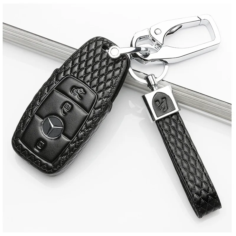 

dedicated Car Key Case for Mercedes Benz 2018 E200L E300L e320l Genuine Cow Leather Key Case Protective Cover