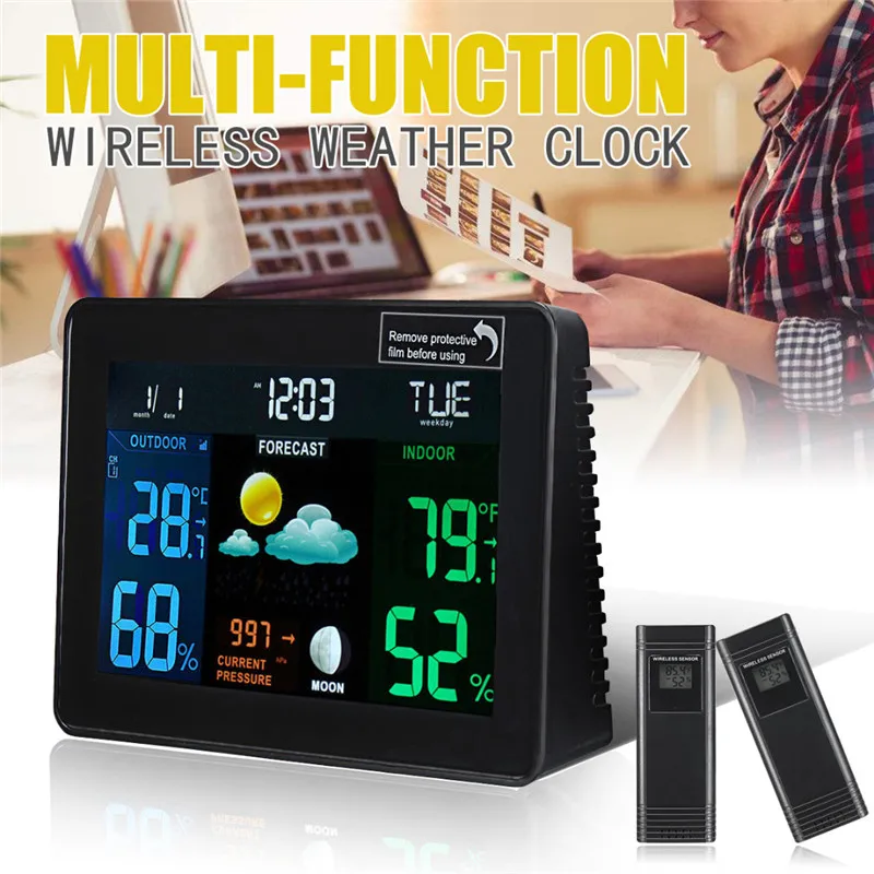 Mayitr 1pc Multi function font b Wireless b font Weather Station Clock Digital Temperature Humidity Meter