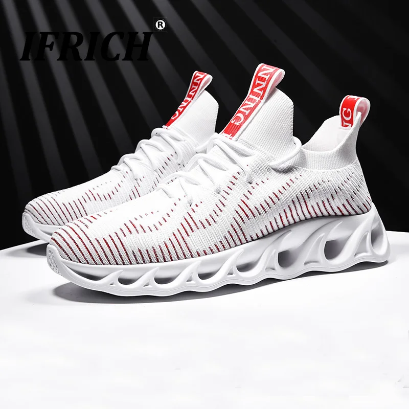 

Super Cool Walking Sneakers Men Light Knitting Gym Shoes for Men Discount Man Running Shoes White Black Mens Athletic Footwear
