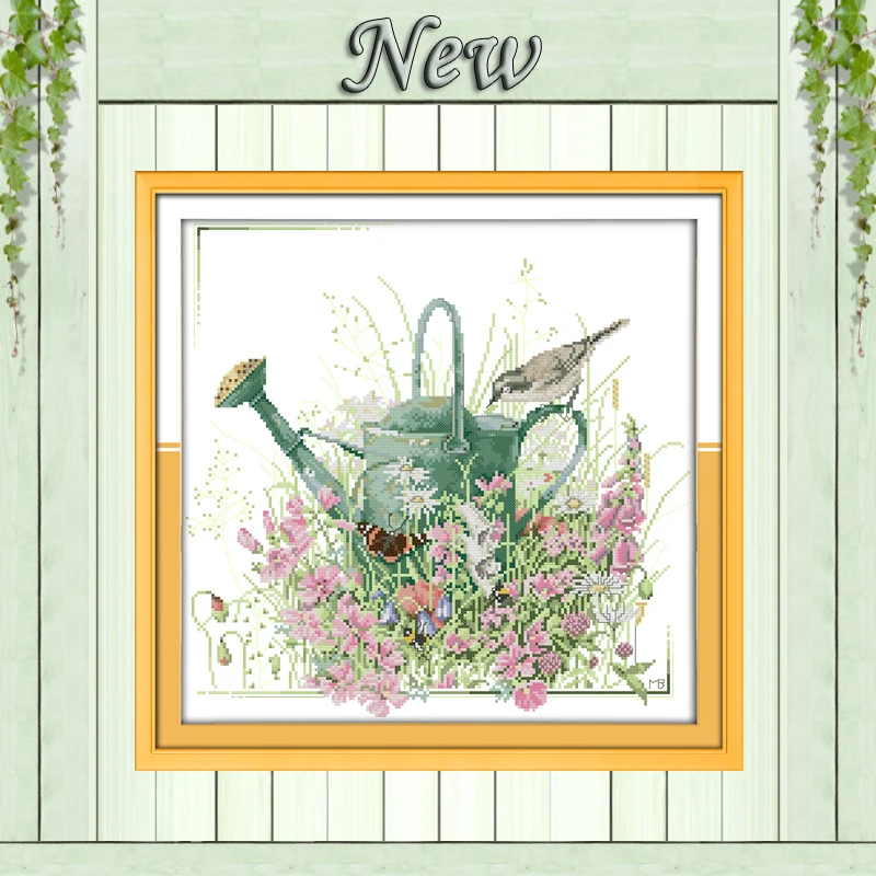 

Flowers Gardening bird diy Painting Counted Printed on canvas DMC 14CT 11CT chinese Cross Stitch Needlework Kits Embroidery Sets