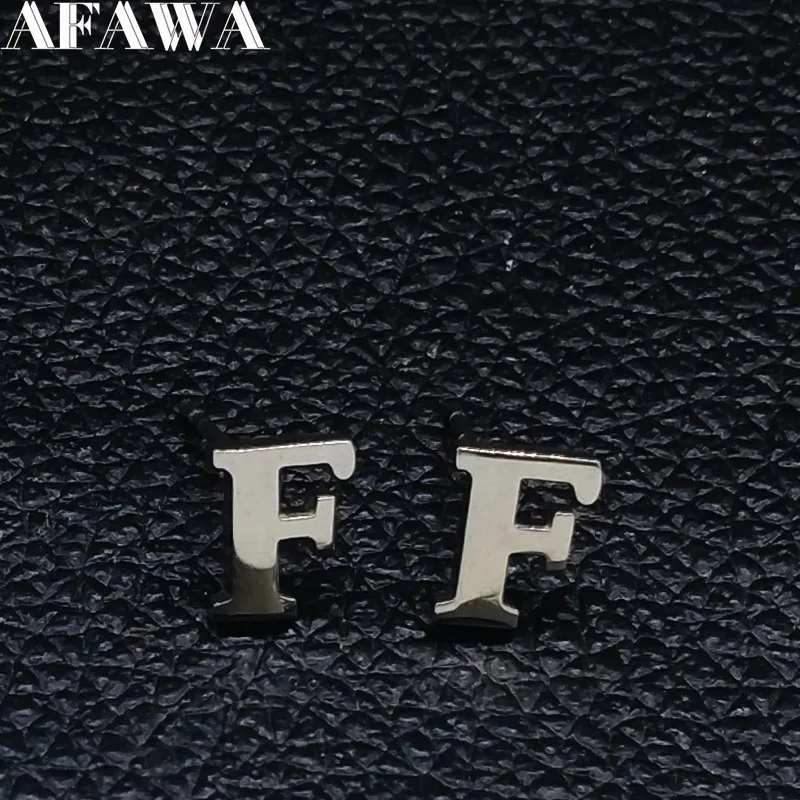 

2019 6 Pair Lot Stainless Steel Stud Earings Women Jewelry Silver Color F Letter Earrings Jewelry bijuteria E612436