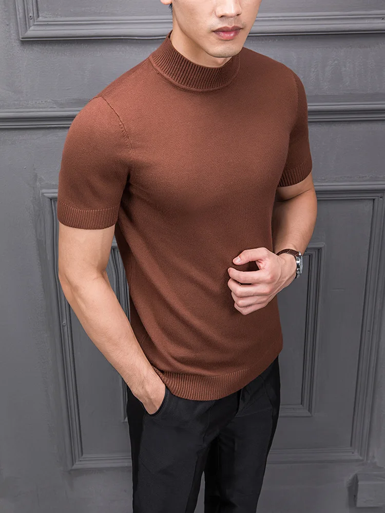 Men's short sleeve turtleneck t-shirt 
