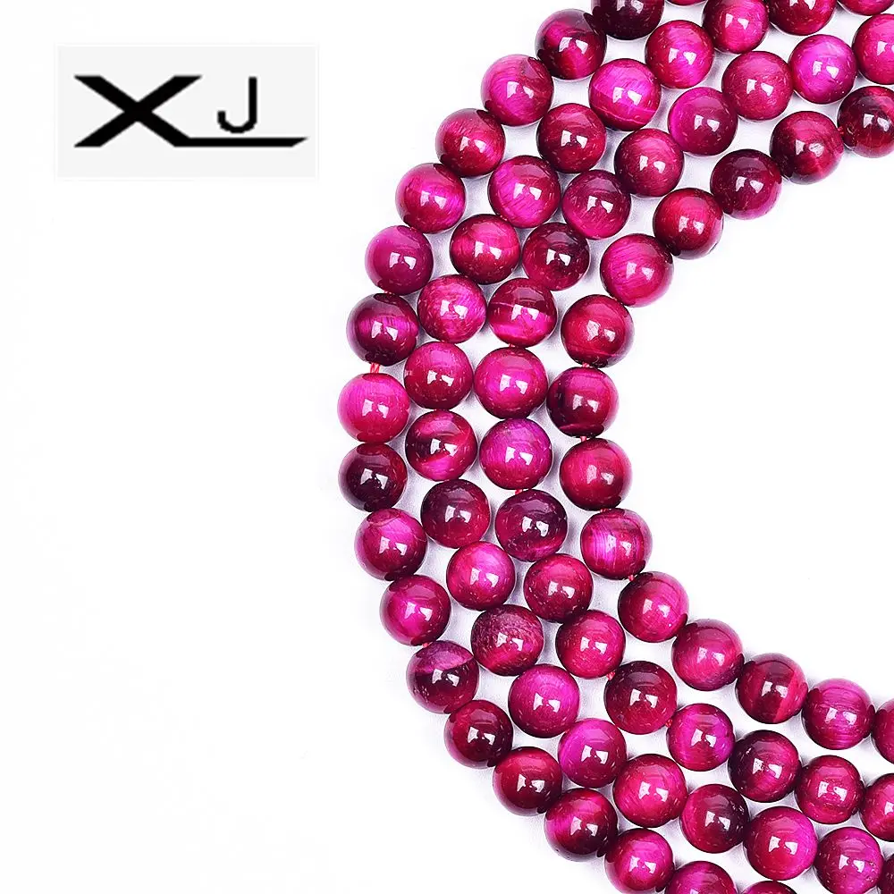 

XIN JIAO High Quality Magenta tiger eye Stone Beads for Jewelry Making Round Beads 4 6 8 10 12 14MM Diy Bracelet Necklace 15