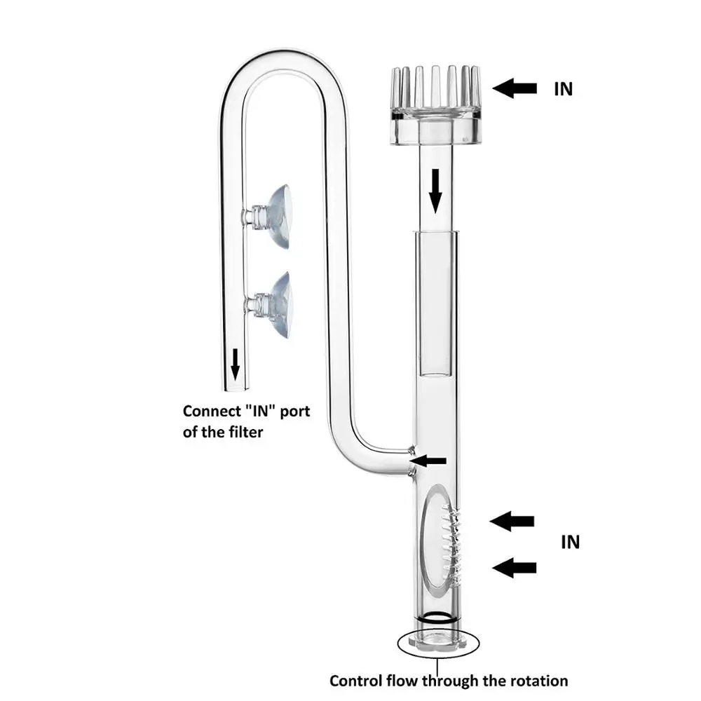 Стеклянная трубка Лили Пайп качество ada plus Расширение поверхности скиммер входной фильтр Аксессуар двойная присоска водяное растение для аквариума бак