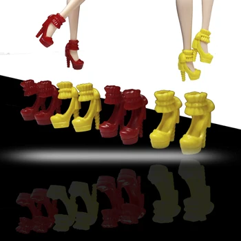 

100 Pairs/lot Wholesale High Quality Fashion High-heel Shoes For Barbie Doll Toys Princess Design Bowknot Shoes For 1/6 BJD Doll