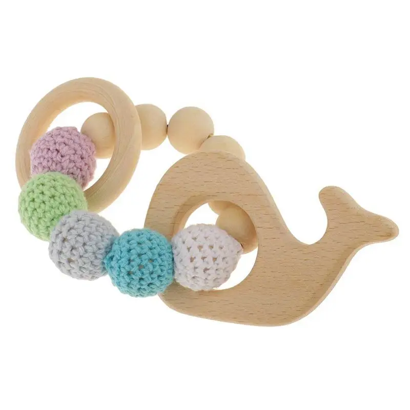 discount 1 pc Wooden Educational Toys Children Rattle Toy Baby Teething Accessories Multicolor - Whale