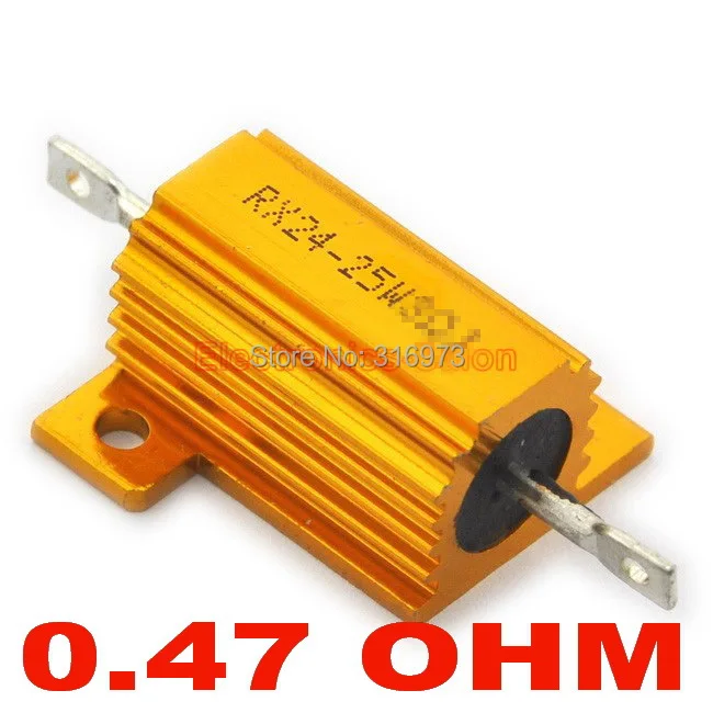 (20 pcs/lot) 0.47 OHM 25W Wirewound Aluminum Housed Resistor, 25 Watts. (20 pcs/lot) 0.47 OHM 25W Wirewound Aluminum Housed Resistor, 25 Watts.