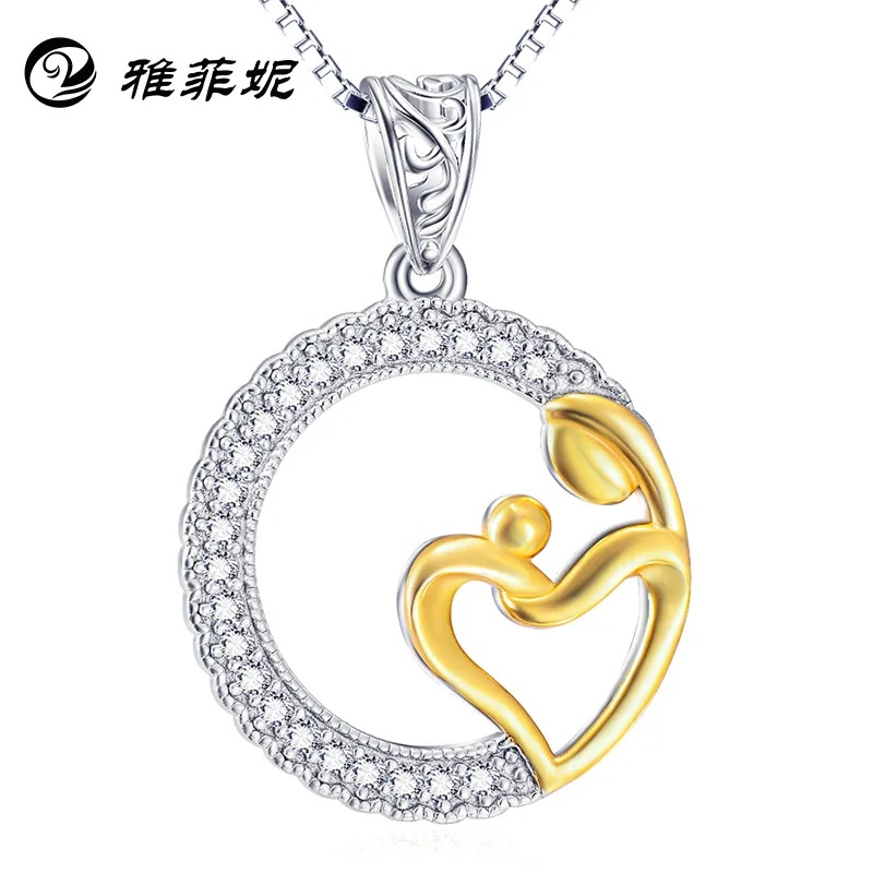 Ожерелье с кристаллами позолоченное для матери и ребенка любовь глубокая