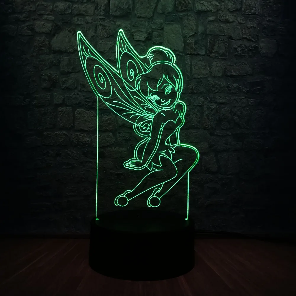 3D светодиодный светильник-Динь для девочек, светодиодный светильник infantil USB Blub, 7 цветов, настольный ночник для спальни, рождественские подарки, детские игрушки