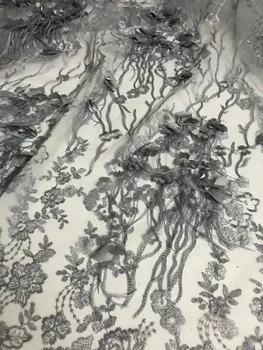 

Good design embroidered lace fabric 5yard/lot JIANXI.C-71107 african net lace fabric with feather