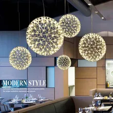 LUNICOO Metal Pendant Lamp Modern LED Firework Ball Pendant Lights Silve Hanging Lamps Ball Pendente iliminacao sala de jantar